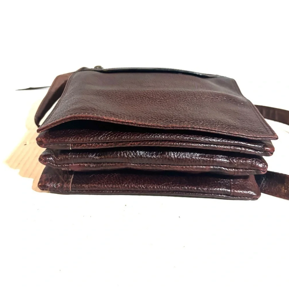 Vintage Dark Brown Leather Messenger Bag